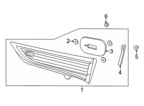 2022 Acura TLX Backup Lamps Light Kit, Passenger Side Lid Diagram for 06340-TGV-A10