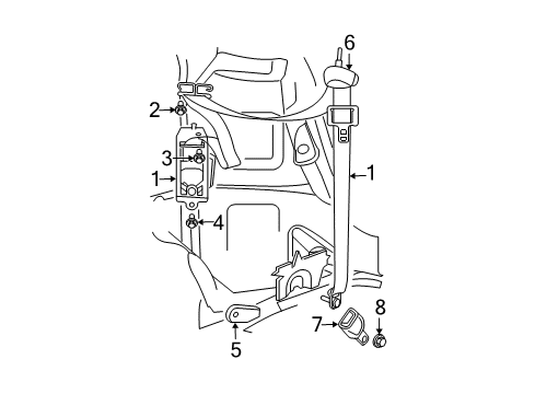 2005 Chrysler Pacifica Seat Belt Screw-HEXAGON Head Diagram for 6036259AA