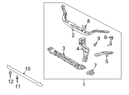 2009 Chevrolet Aveo Radiator Support Lower Brace Diagram for 96648037