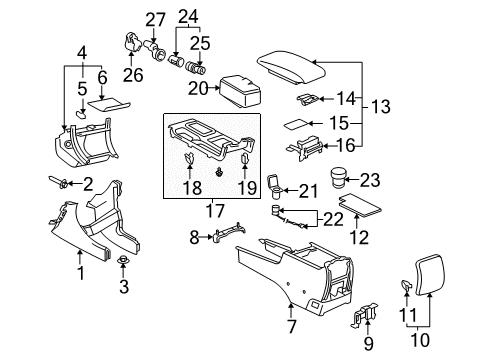 2004 Toyota Solara Center Console Rear Panel Diagram for 58903-AA020-A0