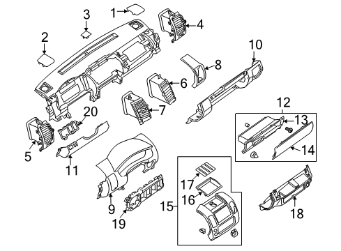 2010 Nissan Xterra Cluster & Switches, Instrument Panel Switch Assy-Off Road Lamp Diagram for 25166-ZL00A