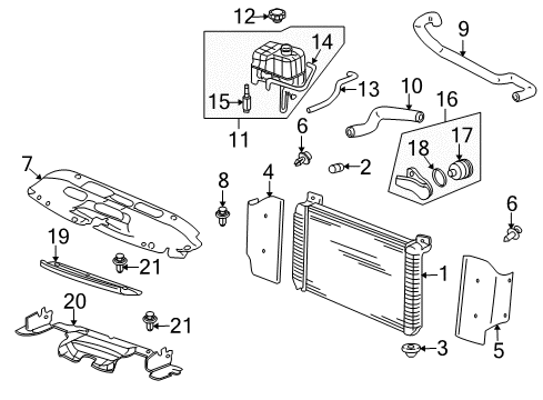 2006 Cadillac Escalade EXT Radiator & Components Side Baffle Diagram for 15185917