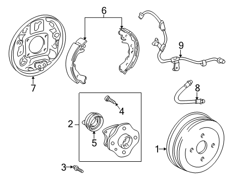 2000 Toyota Echo Anti-Lock Brakes Hub Assembly Bolt Diagram for 90105-10470