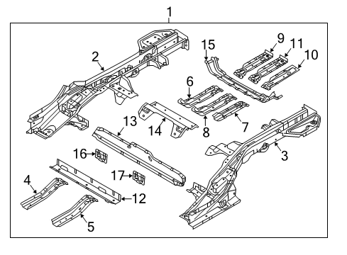 2020 Hyundai Ioniq Rear Body - Floor & Rails MEMBER-RR FLOOR LWR NO.1 FR Diagram for 65554-G2500
