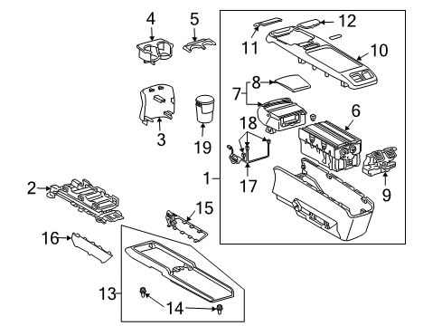 2005 Lexus RX330 Console Box Sub-Assembly, Console Diagram for 58801-48051-B0