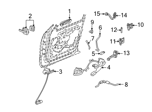 2005 Lincoln Aviator Keyless Entry Components Handle, Inside Diagram for 2C5Z-78224A53-AAD