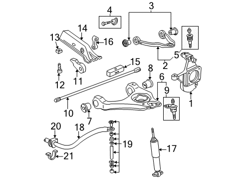 2005 Chevrolet Silverado 1500 Front Suspension Components, Lower Control Arm, Upper Control Arm, Stabilizer Bar Absorber Kit, Front Shock Diagram for 89040416