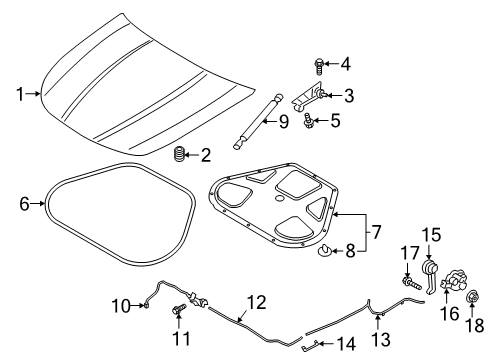 2019 Kia K900 Hood & Components Cable Assembly-Hood LATC Diagram for 81190J6000