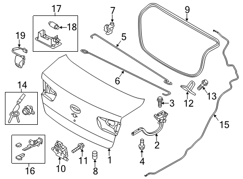 2021 Kia Rio Trunk Lid & Components Pac K Diagram for 79283H9030