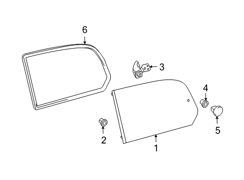 2003 Lexus GX470 Quarter Panel - Glass & Hardware Weatherstrip, Quarter Window, LH Diagram for 62742-60101