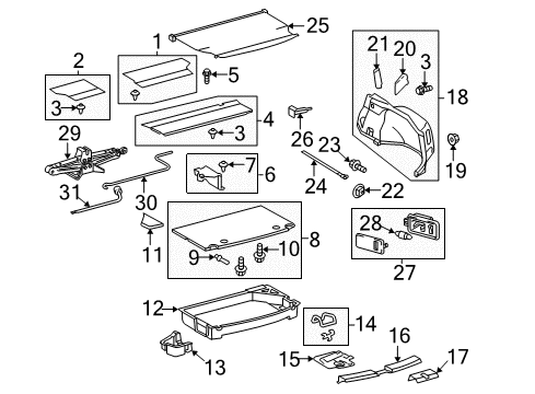 2012 Toyota Prius Interior Trim - Rear Body Rear Panel Bracket Diagram for 58457-12010