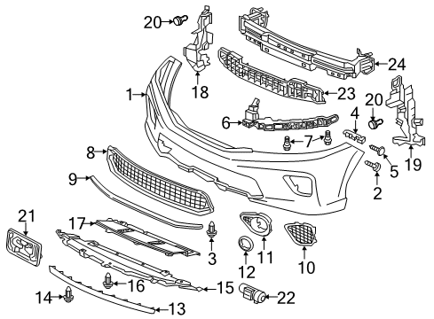 2015 Honda Accord Front Bumper Garnish, L. FR. Foglight Diagram for 71115-T3L-A01