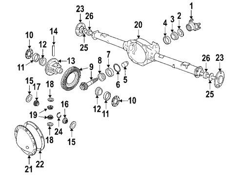2004 Dodge Durango Rear Axle, Differential, Propeller Shaft Axle Shaft Right, Rear Right Diagram for 52070498AC