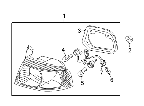 2003 Kia Optima Bulbs Lamp Assembly-Rear Combination Diagram for 924023C120