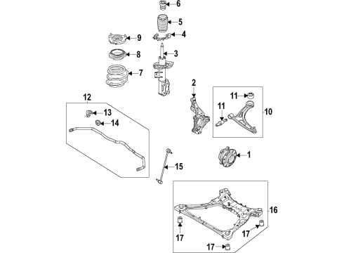 2021 Kia K5 Front Suspension Components, Lower Control Arm, Stabilizer Bar Front Strut Assembly Kit, Right Diagram for 54651L3010
