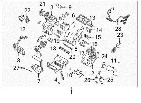 2005 Kia Amanti Heater Core & Control Valve Arm-Temperature Door Diagram for 97213-38000