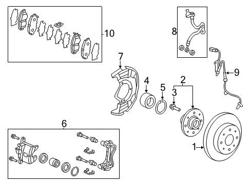 2010 Honda Insight Anti-Lock Brakes Sensor Assembly, Left Rear Diagram for 57475-TM8-A01