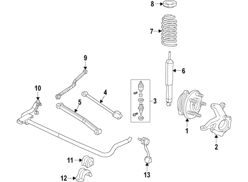 2020 Jeep Gladiator Suspension Components, Lower Control Arm, Upper Control Arm, Stabilizer Bar FRONT Diagram for 68572691AA