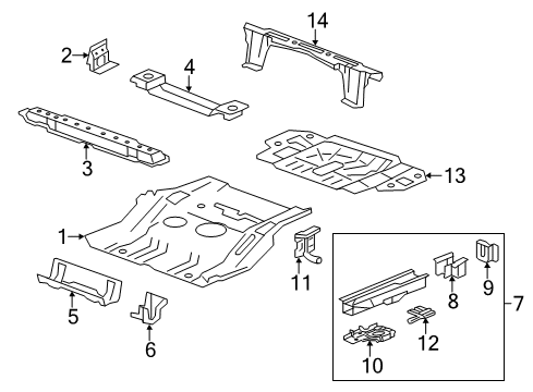 2012 Chevrolet Captiva Sport Rear Body - Floor & Rails Spare Tire Panel Diagram for 19301217