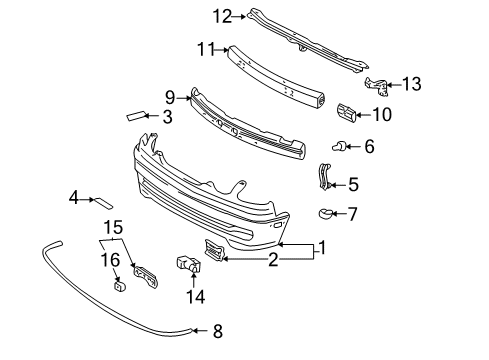 1999 Lexus GS300 Automatic Temperature Controls Protector, Front Bumper, NO.2 Diagram for 52542-30010