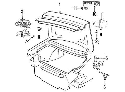 1994 Dodge Intrepid Trunk Lid & Components, Exterior Trim WEATHERSTRIP-D'Lid OPNG Diagram for 4756693