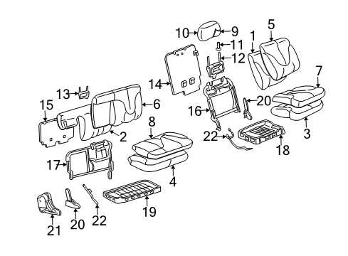 2006 Hummer H2 Second Row Seats Pad, Rear Seat Cushion Diagram for 88942802