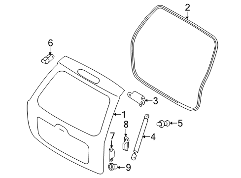 2007 Kia Sportage Tail Gate Panel Assembly-Tail Gate Diagram for 737001F100