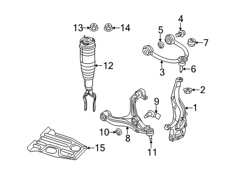 2020 Jeep Grand Cherokee Front Suspension, Lower Control Arm, Upper Control Arm, Ride Control, Stabilizer Bar, Suspension Components Spring-Air Suspension Diagram for 68364704AB