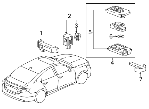 2020 Honda Insight Keyless Entry Components ANTENNA, SMART LF Diagram for 38387-TXM-C01