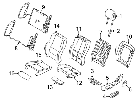 2018 BMW X3 Front Seat Components Foam Section, Backrest, A/C, Left Diagram for 52106994381