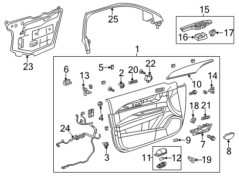 2014 Cadillac ATS Interior Trim - Front Door Water Deflector Diagram for 23374483