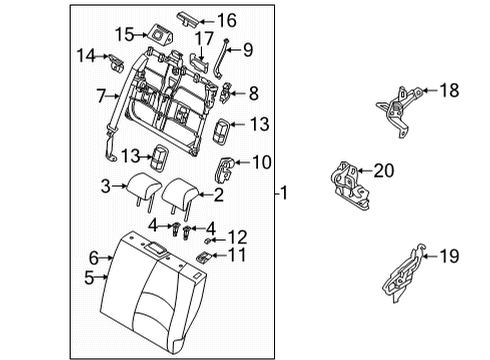 2020 Toyota Yaris Rear Seat Components Hinge Assembly Diagram for 71324-WB001