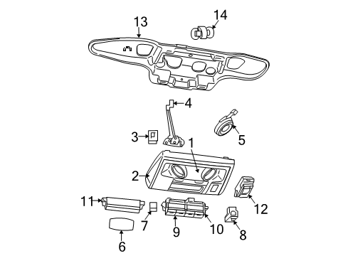 2009 Chrysler Town & Country Sliding Door RETAINER-Overhead Console Diagram for 68044031AA