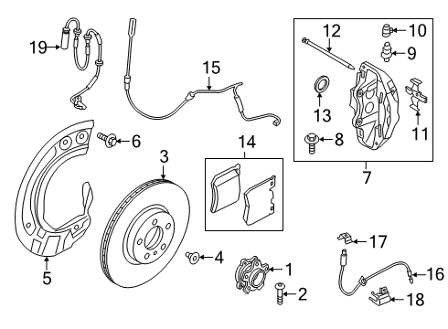 2022 Toyota GR Supra Front Brakes Hub Assembly Diagram for 43550-WAA02
