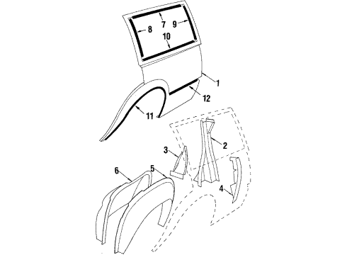 1986 Chevrolet Cavalier Quarter Panel & Components Side Molding Diagram for 20410811