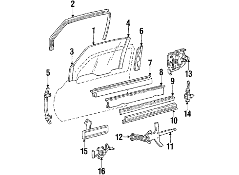 1986 Oldsmobile Toronado Door & Components RET-F/WDO Diagram for 3533280