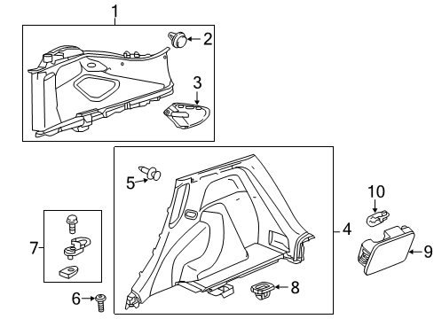 2020 Honda Fit Interior Trim - Quarter Panels Cap, L. Quarter Pillar *NH882L* (PLATINUM GRAY) Diagram for 84182-T5R-A01ZA