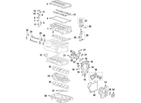 2014 Chevrolet Malibu Engine Parts, Mounts, Cylinder Head & Valves, Camshaft & Timing, Variable Valve Timing, Oil Pan, Oil Pump, Balance Shafts, Crankshaft & Bearings, Pistons, Rings & Bearings Bearing Set Diagram for 12623041