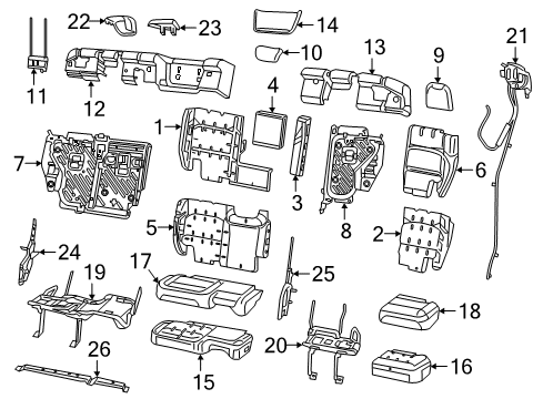 2020 Jeep Wrangler Rear Seat Components HEADREST-Rear Diagram for 6AA70TX7AC