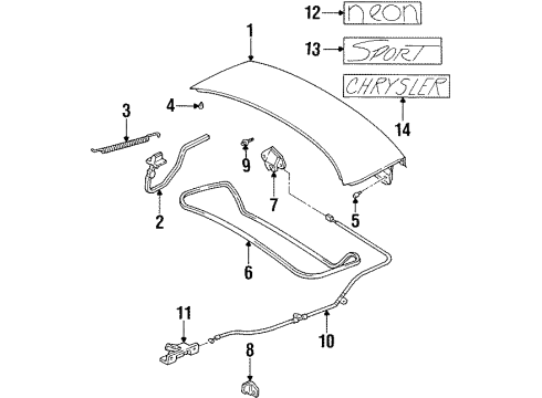 1999 Dodge Neon Trunk WEATHERSTRIP-DECKLID Diagram for 4888788AA