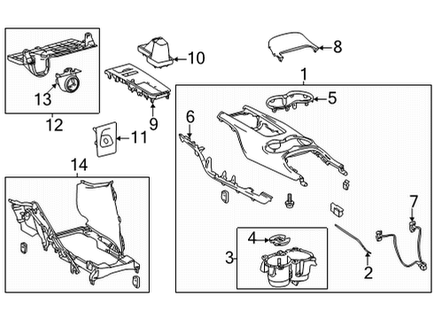 2022 Toyota Venza Center Console Closure Panel Diagram for 58805-48130-B1