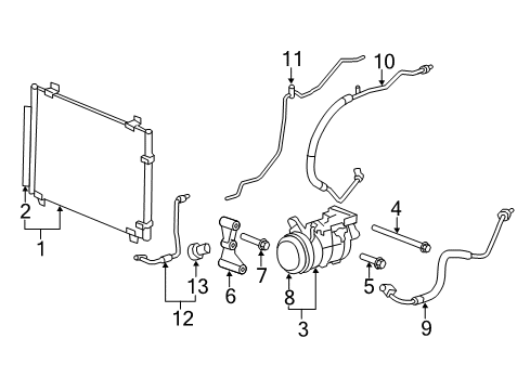 2008 Cadillac CTS A/C Condenser, Compressor & Lines Hose Asm-A/C Compressor & Condenser Diagram for 25801154