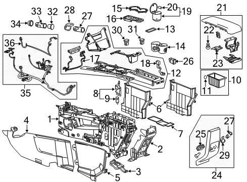 2014 GMC Terrain Center Console Console Assembly Diagram for 23157373