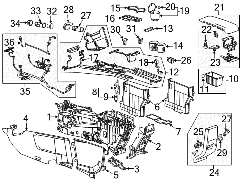 2015 GMC Terrain Center Console Armrest Latch Diagram for 22941295