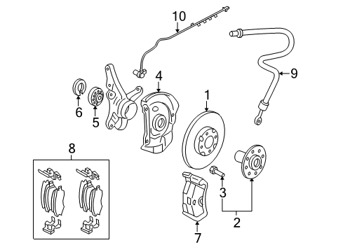 2009 Hyundai Elantra Anti-Lock Brakes Brake Assembly-Front, LH Diagram for 58110-2L000
