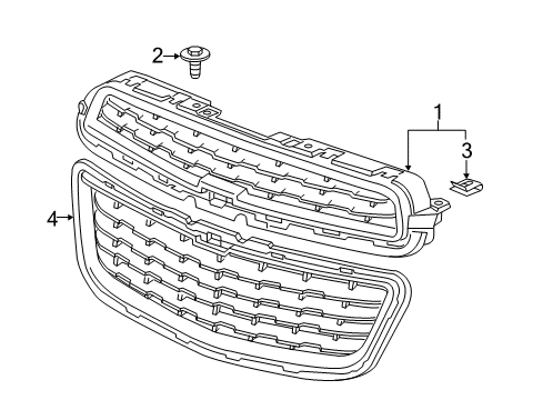 2015 Chevrolet Trax Grille & Components Upper Grille Diagram for 94560931