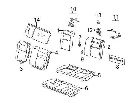 1996 Honda Civic Rear Seat Components Pad & Frame, Rear Seat Cushion Diagram for 82132-S00-A03