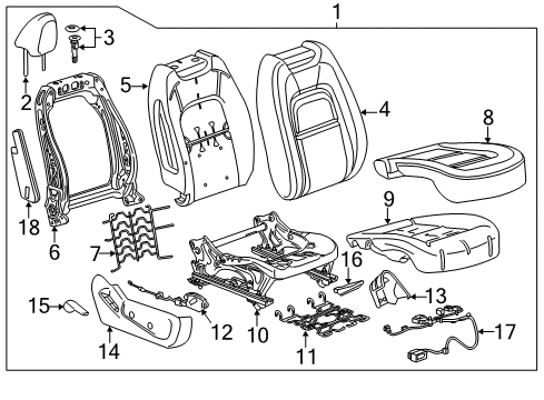 2016 Chevrolet Colorado Passenger Seat Components Outer Finish Panel Diagram for 23407040