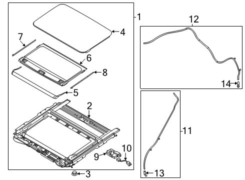 2022 Hyundai Palisade Sunroof Sunroof Assembly Diagram for 81600-S8000-MMH