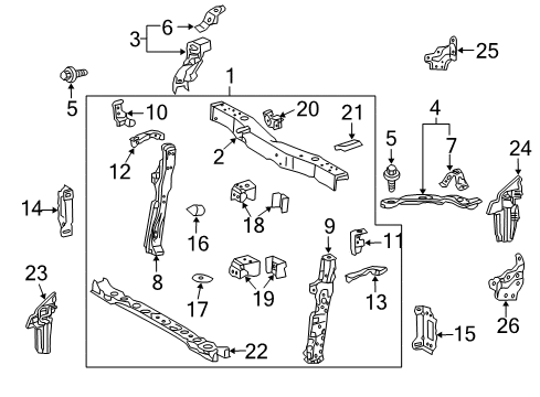 2011 Toyota Prius Radiator Support Side Seal Diagram for 53293-47020